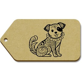 10 x Large 'Patterned Sitting Dog' Wooden Gift Tags (TG00129746)