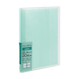 Nakabayashi PC2L-20-G Color Pocket Album, Welded Type, 2L Size, 1 Tier Pocket, Holds 20 Sheets, Green