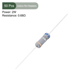 YOKIVE Pack of 50 Carbon Film Resistors 2 W 0.68 Ohm 5% Tolerances Resistance Good for Crafts Electronic Projects (4 Colour Band 0.58 x 0.19 Inches)