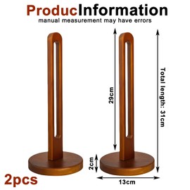 Pack of 2 Standing Kitchen Roll Holder, Wooden Kitchen Roll Holder, Wooden Paper Towel Holder, Kitchen Roll Holder, Roll Holder for Kitchen, Dining Table, Worktop Organisation (13 x 31 cm)