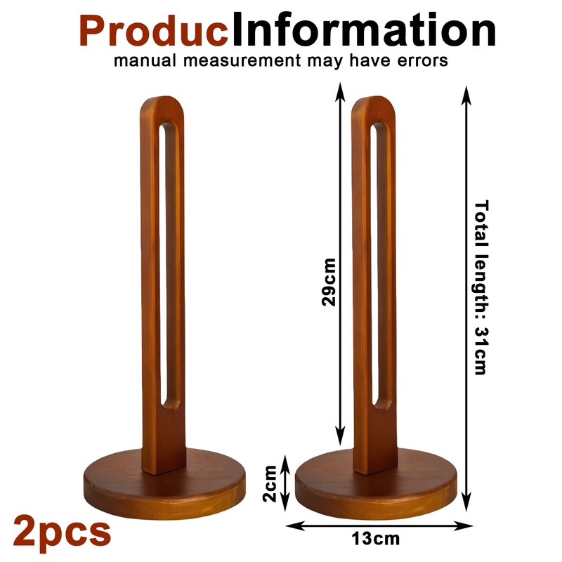 Pack of 2 Standing Kitchen Roll Holder, Wooden Kitchen Roll