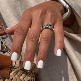 White Press On Nails Square Fake Nails Short False Nails With Solid Color Design Full Cover Acrylic Nails Matte Stick On Nails Reusable Artificial Glue On Nails For Women 24pcs