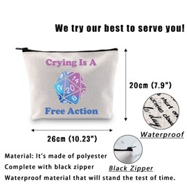 Dungeon Master Gift Crying is A Free Action Makeup Bag Dungeon Master Gift RPG Game Inspired Gift Dungeon Dice Cosmetic Bag, Crying is a Free Action, Crying is a free action