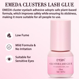 Sensitive Open Eyes Lash Cluster Glue 3s Strong Hold Long Lasting for 2 Weeks, Waterproof Eyelash Adhesive for Sensitive Eyes & DIY Individual & Clusters & Semi-Permanent Lash Extensions (5ml Clear)