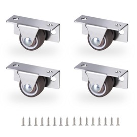 1 Inch Small Side Mount Casters Set of 4, Little Low Profile Casters Wheels, Mini Fixed Caster Wheels for Furniture, Drawers, Under Bed Storage Bins, DIY Projects (Load 104Lbs/Set)