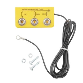Bernstein ESD Grounding Block, Earth Box with Cable and 3 x 1 MOhm Connection, for Table Screw, Length 70 mm, Width 35 mm, Cable Length 2.9 m, Eyelet at End Diameter 5 mm Inside