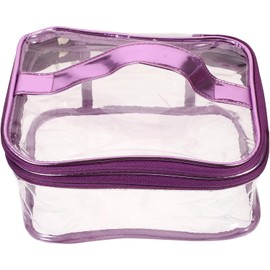Bolsa de Maquillaje Transparente de Pvc y Pu Doble Capa y Cierre Doble para Viaje, Portátil Gran Capacidad, Adecuado para Organizar Cosméticos y Accesorios