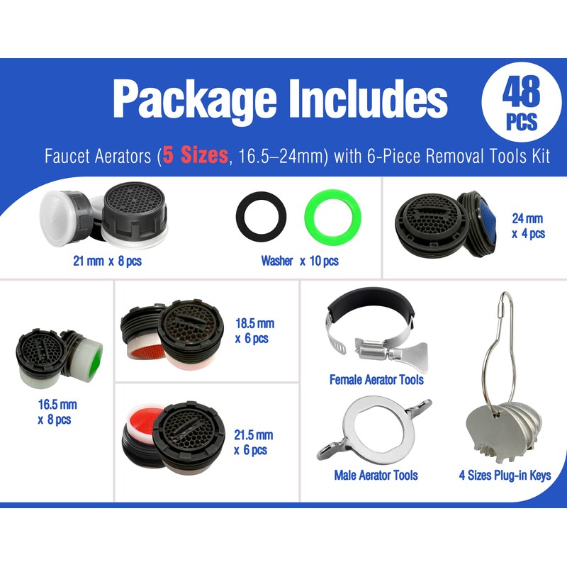 Faucet Aerator Kit for Kitchen & Bathroom – 32PCS (Internal