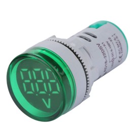 Digital Mini LED Display Voltmeter,6-100V LED Voltmeter Light Digital Display DC Voltage Meter Indicator Round Lamp Tester (Green 2x1.2x1.2inch)