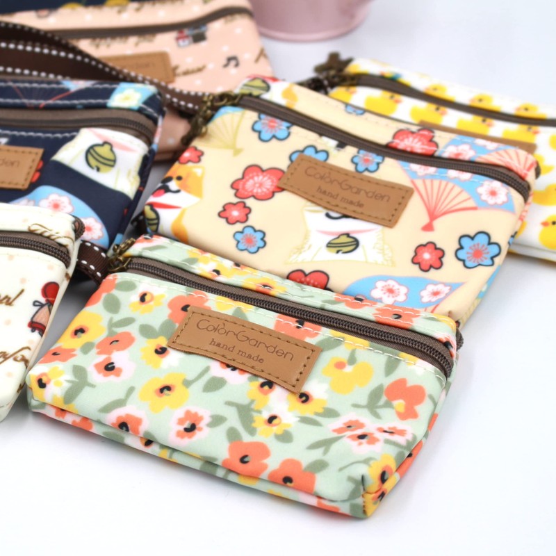 loco animo Pouch, Double Zipper, Strap, Lightweight, Cute, Animal Pattern,