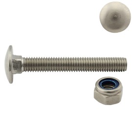 Pack of 10 M8 x 70 mm A2 Stainless Steel Carriage Bolts and Locking Nuts
