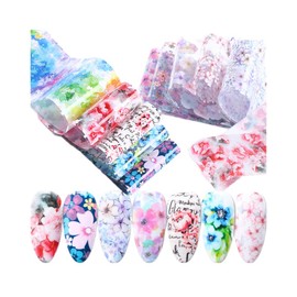 Generic Bow Daisy Love Bowknot Flower Rose Nail Foil Transfer Sticker 10Pcs 20X4Cm Xk9116 Nail Wraps Stickers Manicure Supplies for Women Nails Full Long Lasting Easy Apply and Remove