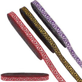 HOBBIESAY 3 Colors Jacquard Trim 3/8 Inch Vintage Embroidery Ribbon Ethnic Jacquard Ribbon Boho Jacquard Ribbon Trim for Sewing Handmade Bag Clothing Decoration,7.66 Yards/Color
