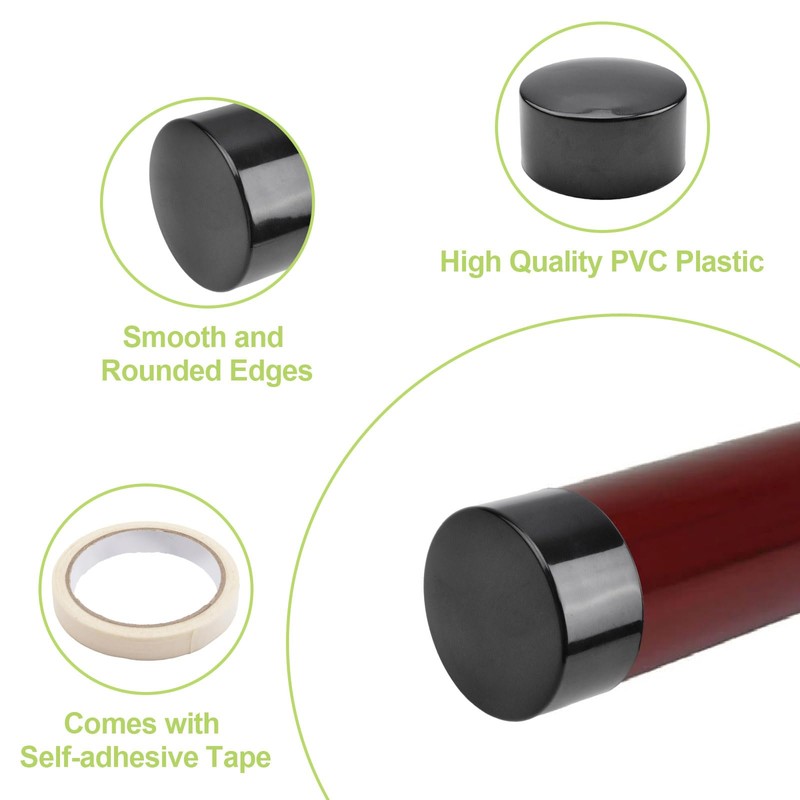 UFURMATE Handrail End Cap, 4 Pieces Black Plastic Round Handrail