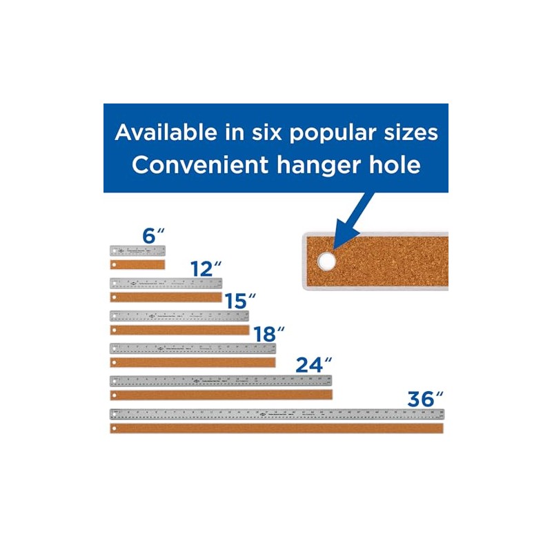 ALVIN R590-12 Inking Ruler with Nonskid Cork Back, Stainless Steel,