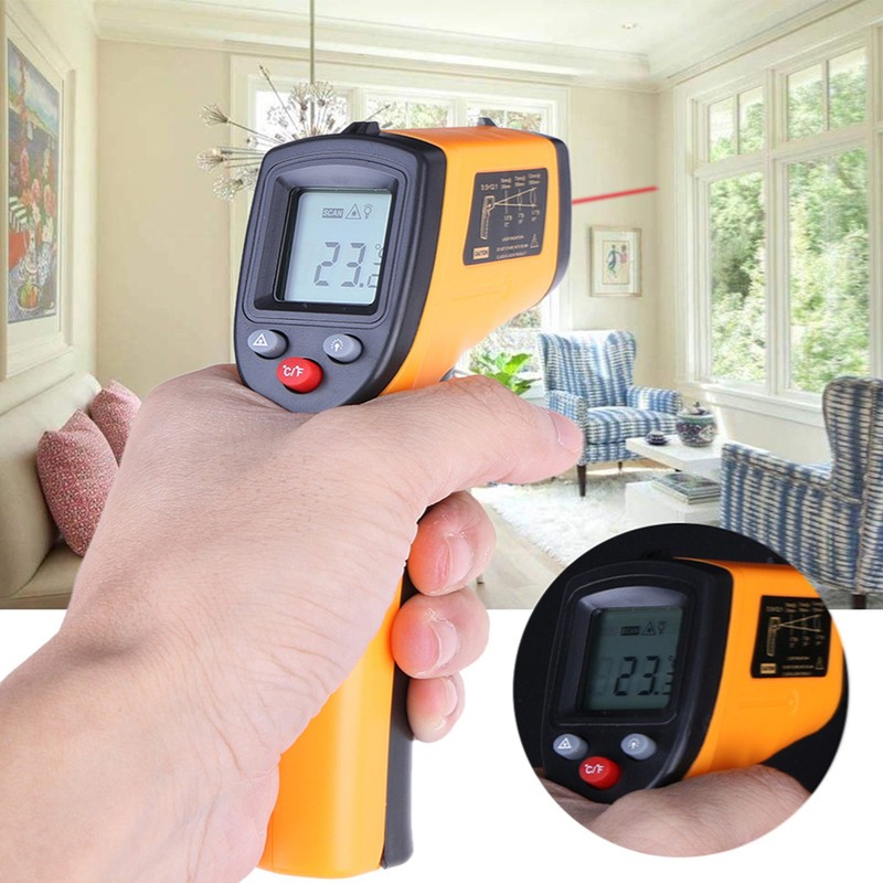 Digital Infrared Thermometer Laser Industrial Temperature Gun Non-Contact with Backlight