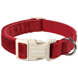 ARING PET Velvet Dog Collar, Cute Christmas Red Pet Necklaces with Quick Release Buckle for Puppy Small Medium Large Girl Boy Dogs Cotton-XS