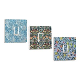 Set of 6 William Morris Light Switch Stickers - Vintage Designs Including Strawberry Thief, Marigold, Pomegranate - Easy Application and Durable Quality (Supersaver Bundle)