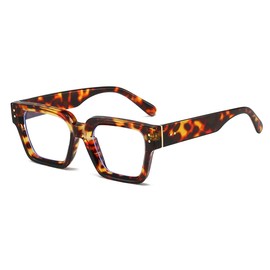 WHHJM Square Blue Light Glasses for Women Men Fashion Rectangle Computer Eyeglass Anti Eyestrain Anti Glare (Tortoise)