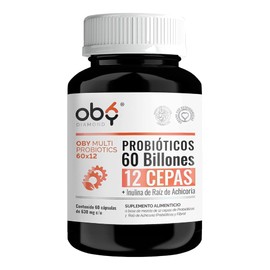 Probioticos 60 Billones de 12 Cepas + Prebioticos con Inulina Raiz de Achicoria | Probioticos Mujer y Hombre | OBY MULTI Probiotics - 60 Cápsulas para
