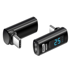 YACSEJAO USB C L Shape Adapter with LED Display 140 W 40 Gbps 90 Degree USB Type C Male to Female Voltage Fast Charging Monitoring Display Tester Detector
