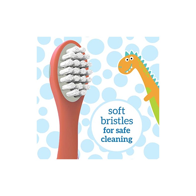 Dr. Brown's Toddler Toothbrush, Dinosaur, Green and Orange, 2-Pack |