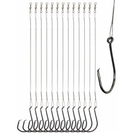 Hlotmeky 100pcs Fishing Hooks with Leader (100pcs-1/0)