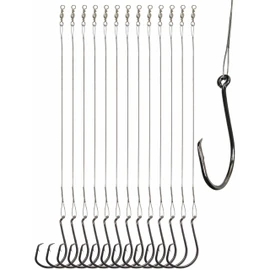 Hlotmeky 100pcs Fishing Hooks with Leader (100pcs-1/0)