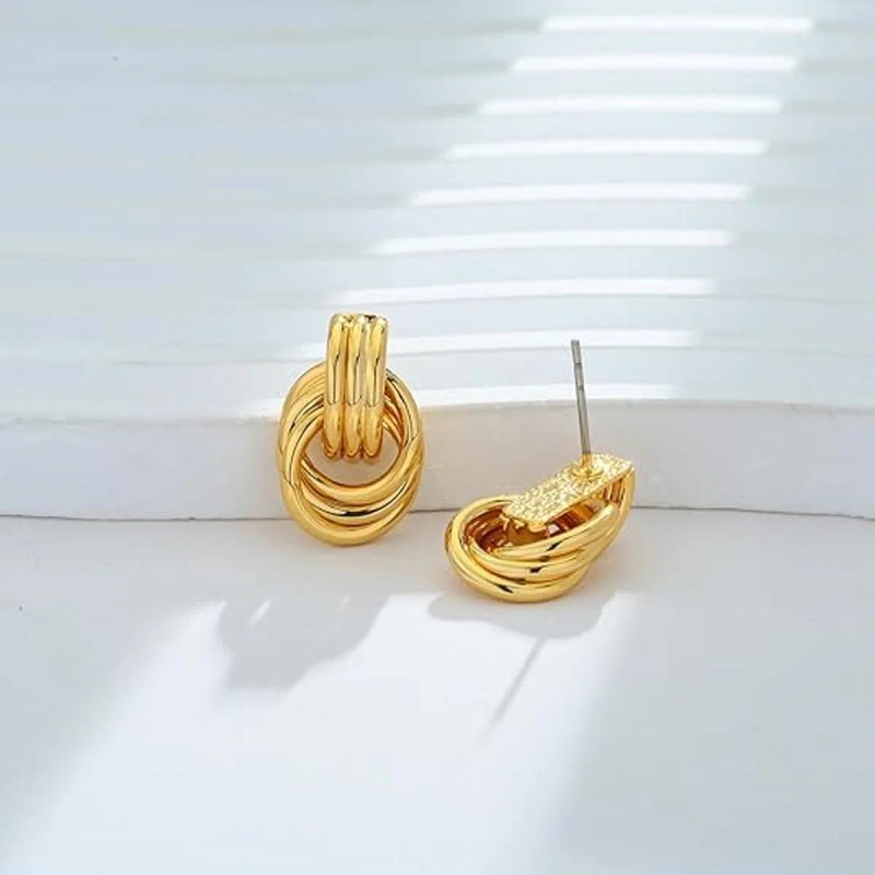 Aretes De Nudo Oro 18k Pendientes Gruesos Joyeria Para Mujer