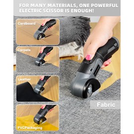 Electric Rotary Cutter 4V, Cardboard Cutter, Cordless Rechargeable- High Efficiency Scissors for Cutting Leather, Cardboard, Carpet, PVC Packaging, Safety Lock Design, With Two Tungsten Steel Blades