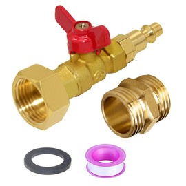 Joywayus Brass Winterize Blowout Adapter Kit 1/4" Male Quick Connect to 3/4" Female GHT Thread with Ball Valve and 3/4" GHT Male Fitting