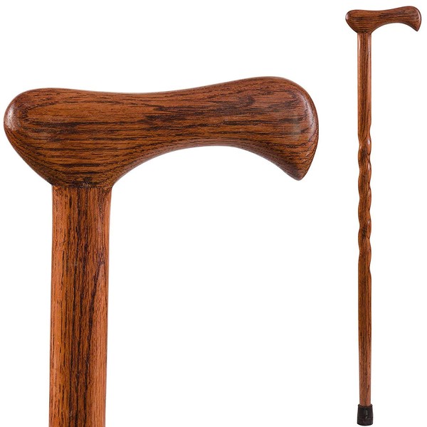 Brazos Twisted Oak Walking Cane, Handcrafted Wood Cane, Wooden Walking Canes for Men and Women, Made in the USA by Brazos Walking Sticks, Red, 37 Inches, 3 Foot (Pack of 1)