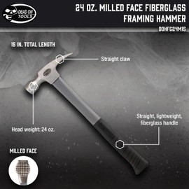 Dead On Tools-24oz Milled Face Fiberglass Framing Hammer,(DOHFG24M15)