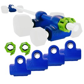 DUALBELL Dumbbell Barbell Converters -Versatile Dumbbell Converter for all 1" Standard Bars, Convert Dumbbells to Barbell, 500lb Capacity, Secure Fit for Home Gym Strength Workouts, Blue Superset w/Green Weight Collars
