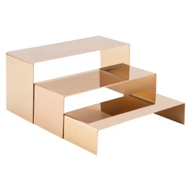 MCKECHSION Display Risers Stainless Steel 3PCS Metal Golden Display Riser Stand Shoe Bag Holder Display Riser Shelf Showcase for Home Boutique Retail Store,Rose Gold