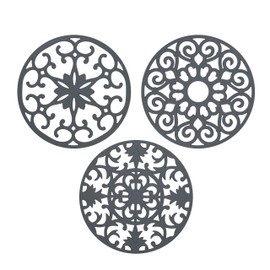 GASARÉ, Extra Large, Thick, 10" Silicone Trivets for Hot Dishes, Pots, and Pans, Hot Pads for Countertops, Flexible, Dishwasher Safe, 10 x ¼ Inches, Set of 3, Gray