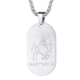 FaithHeart 12 Zodiac Sign Series Necklace Dog Tag / Coin Pendant Stainless Steel Dog Tag with Photo/Text Engraving Men Women Real Jewellery Necklace with Pendant Zodiac Sign Necklace