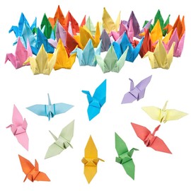 HAOBIN Origami Paper Cranes Bird Made of Paper 100 Pieces Handmade Origami Bird Folded Paper Bird Paper 7 cm for Wedding Party Background Home Decor
