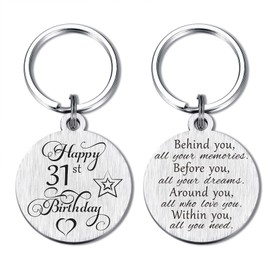 Laluminter 31st Birthday Gifts for Women Men, Happy 31 Year Old Birthday Keychain Presents for Him Her