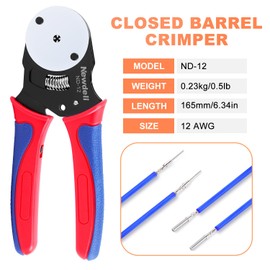 Newdeli Deutsch Crimp Tool Size 12 Deutsch Connector Tool 4 Way Indent 8 Impression Type Closed Barrel Crimper 12 AWG Solid Barrel Contact & Circular Connector Contacts Pin Crimping Tool