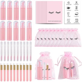Juego de 50 cepillos para botellas de champú para pestañas, botella vacía de champú para pestañas, cepillo de limpieza de pestañas, cepillo de tubo de extensión de pestañas, tarjetas de instrucciones