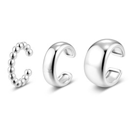 ALEXCRAFT Women's Clip-On Earrings Set, Multipack Earrings, Gold-Plated 925 Silver, 14 K Gold Hoop Earrings, Small Ear Cuff Stud Earrings, Glitter, Stackable, Waterproof, Gold for Multiple Piercings