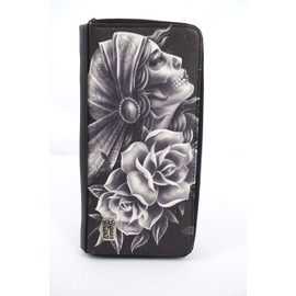 Liquor brand Gypsy Fortune Sugar Skull zip around clutch Wallet