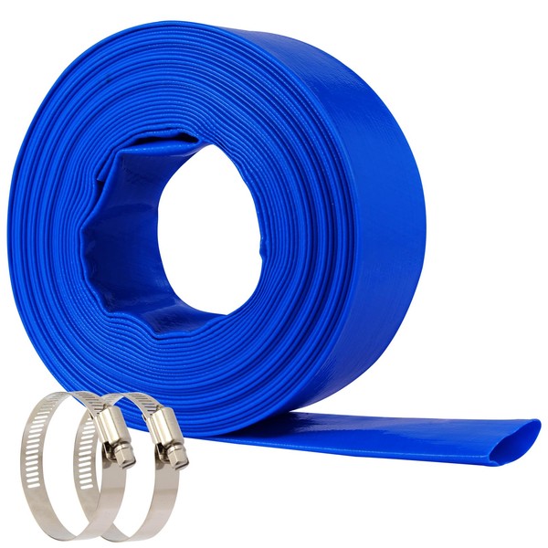 Heavy Duty PVC Swimming Pool Backwash Hose, Blue, No Fittings