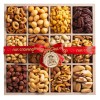 Nuts Gift Basket in Wooden Tray + Red Ribbon (12