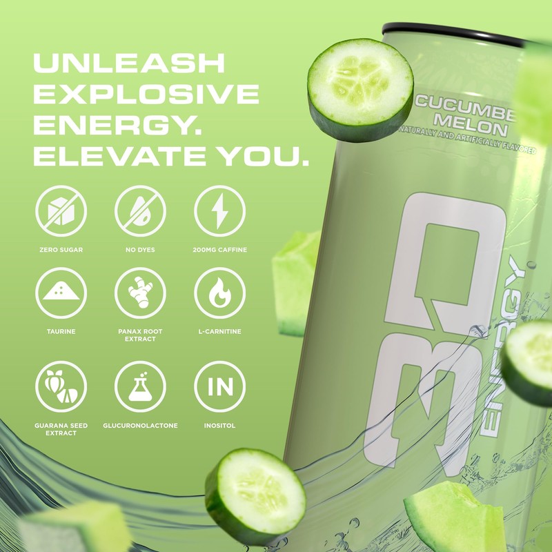 3D Energy Drink – Cucumber Melon, Sugar Free, 200mg Caffeine,