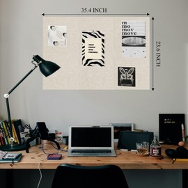 Leallace Large Cork Board for Wall 36" x 24", Light Tan Bulletin Board, 6 Pack Felt Wall Tiles with 30 Colored Pushpins, Corkboards for Office, School, Home