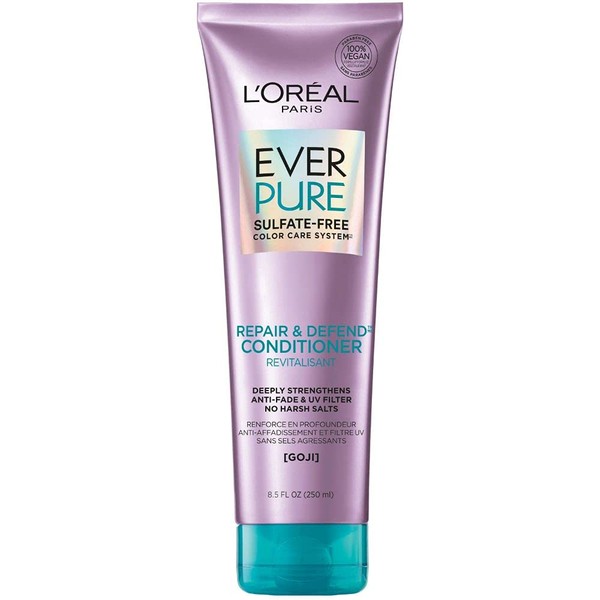 L'Oreal Paris EverPure Repair and Defend Sulfate Free Conditioner for Color-Treated Hair, Strengthens and Repairs Damaged Hair, with Goji, 8.5 Fl; Oz (Packaging May Vary)