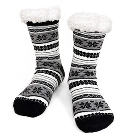 ZAKASA Cuddly Socks Men's House Socks Stopper Socks: Warm Winter Slippers Socks Men Hut Socks ABS Christmas Socks Thick Socks with Nubs 1 Pair, gray