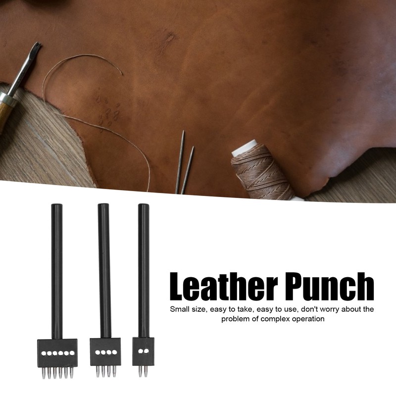 3Pcs Leather Perforated Tool Black Tooth Durable Quick Easy DIY
